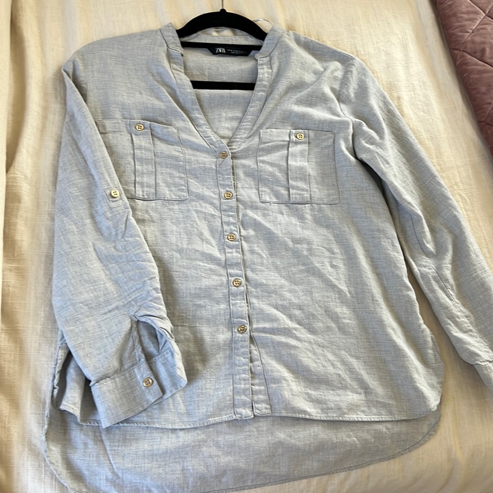 Zara button up cotton top